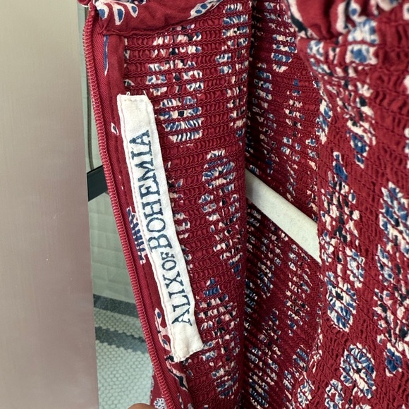 Alix Of Bohemia Block Print, Burgundy and White Floral Blouse - Picture 3 of 3